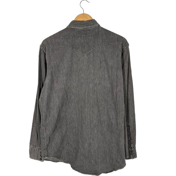 Ralph Lauren Double RL Washed Gray Pearl Snap Western Shirt Size Medium - Picture 5 of 7